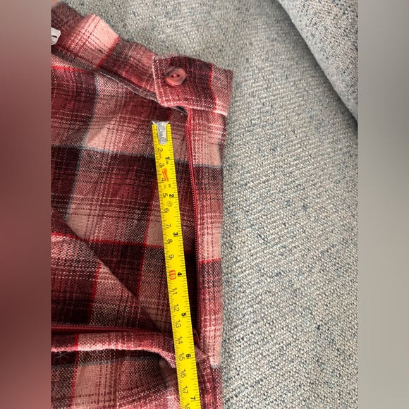 Vintage Pleated Midi Skirt Plaid Wool Blend Size 13/14 Pink/Maroon/Teal - Picture 6 of 10